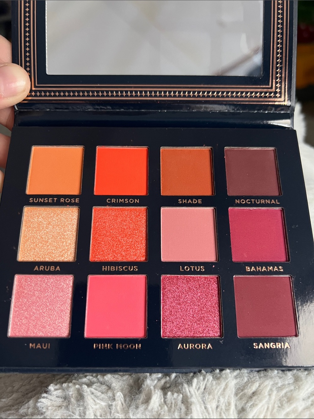 Ace Beauté Scarlet Dusk Eyeshadow Palette - Navy Blue & Rose Gold Packaging